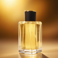 Flacon de parfum carré en verre transparent de luxe personnalisé de 100 ml, vaporisateur de luxe, conception personnalisée, échantillon avec boîte d'emballage