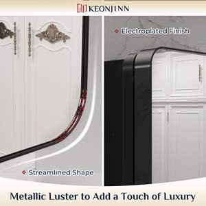 Modern Triple - Door <b>Black</b> <b>Framed</b> Rectangular Wall - Mounted <b>Bathroom</b> <b>Mirror</b> Cabinet with Storage & Clear Reflection - Product Image 5