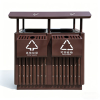 Poubelle de tri extérieure en acier à double compartiment, résistante aux intempéries, 2-en-1, pour collecte de déchets et de recyclage, idéale pour les zones communautaires et les zones touristiques