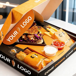 Caja de Papel Rectangular Biodegradable y Ecológica para Shawarma, Personalizada, <span class=keywords><strong>Halal</strong></span>, para Llevar, con Separador, para <span class=keywords><strong>Kebab</strong></span> de Cordero Asado - Product Image 1