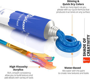 Bview Art Set di pittura acrilica a 24 <span class=keywords><strong>colori</strong></span> vivaci altamente pigmentati con 5 pezzi di pennello 1 pannello di tela - Product Image 2