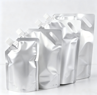 Pochette Doypack vierge en feuille d'aluminium avec bec verseur et poignée, qualité alimentaire, haute barrière, pour liquides (jus, vin, sauces, huiles), personnalisable, multi-tailles, imprimée