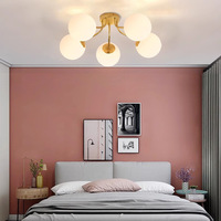 BGST fer Art clair boule forme verre pendentif lampe nordique lustre lumière pour chambre salon