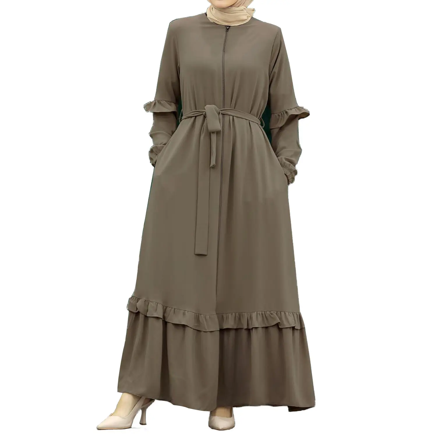 Plus ukuran gaun kustom jilbab wanita muslim gaun dubai fashion pakaian Islami indonesia kaftan jubah muslim panjang abaya wanita
