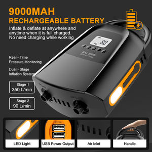 Bomba de aire eléctrica recargable de alta presión, <span class=keywords><strong>inflador</strong></span> portátil digital, doble etapa, inteligente - Product Image 6