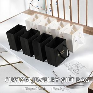 Boîte cadeau de luxe en papier kraft brun écologique, durable, faite à la main, avec logo personnalisé, poignées en ruban, portable - Product Image 2