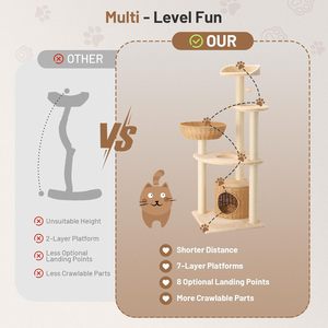 Bestseller: Centro di Intrattenimento Tutto-in-Uno per Gatti con Palo in Sisal e Amaca in Peluche - Product Image 6