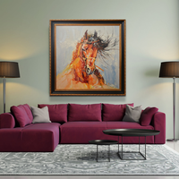 Décoration d'hôtel moderne peinte à la main, chevaux abstraits, peinture à l'huile animale, Art mural