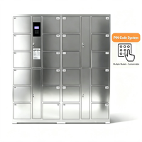 Archivador de Acero Inoxidable de 24 Puertas con Cerradura de Código, Diseño Moderno, Ahorro de Espacio, Almacenamiento Comercial para Oficina