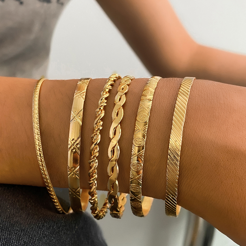 6pcs NEW Punk Gold Plating Bracelets