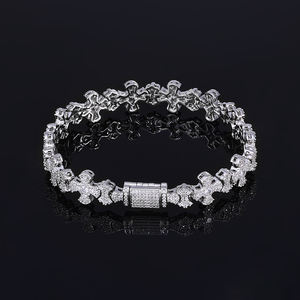 NUOYA gelang 12mm mewah untuk wanita, gelang zirkon kubik penuh desain silang zirkon gelang berlapis emas <span class=keywords><strong>18K</strong></span> perhiasan Iced Out - Product Image 2