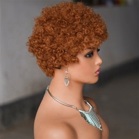 Perruque en cheveux humains afro bouclés crépus de qualité européenne en gros, brun clair, dentelle, fabrication mécanique, longueur courte