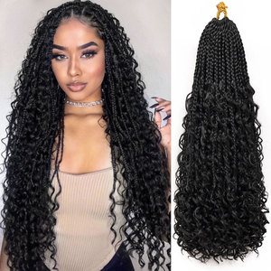 Boîte personnalisée pour tresses bohèmes, cheveux synthétiques pour tresses africaines, mèches de cheveux bouclés pour tresses au crochet, 14/20/22 pouces - Product Image 1