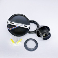 Kit de suspension pour lampe suspendue en métal noir, support de lampe E27 E26, plafonnier, luminaire suspendu DIY avec matériel de fixation