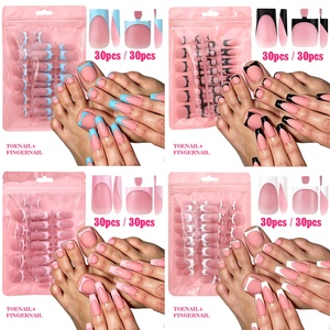 Oferta Especial: Set de 60 <span class=keywords><strong>Uñas</strong></span> Postizas Francesas Cuadradas, <span class=keywords><strong>Uñas</strong></span> Acrílicas de Cobertura Completa <span class=keywords><strong>para</strong></span> Manos y <span class=keywords><strong>Pies</strong></span> - Product Image 2