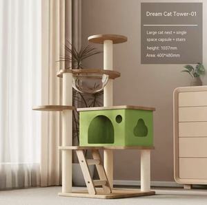 Dört Mevsim Dayanıklı Kedi Tırmanma Çerçevesi ve Kutu Seti, Uzay Kabin Yatağı, Tırmalama Direği ve Tahta - Dayanıklı Ahşap Malzeme - Product Image 2