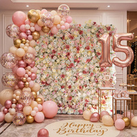 MoKtong Pink Rose 5D Flower Wall Backdrop 8ft X 8ft dengan Kain Kain Zipper di Bagian Belakang untuk Dekorasi Lamaran Romantis dan Ulang Tahun.