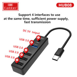 Hub USB Tipo C Earldom, HUB USB 3.0 de 5 Gbps, 4 Puertos, Adaptador Divisor USB C, Súper Velocidad, Alta Calidad - Product Image 3