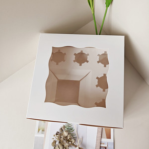 Scatola per Torte in Cartone Bianco Ecologico da 8 Pollici con Finestra per <span class=keywords><strong>Pasticceria</strong></span> e Prodotti da Forno, Logo Stampato - Product Image 6