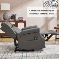 Simili cuir ciré gris 155 °   Fauteuil inclinable manuel robuste avec massage et chaleur, largeur d'assise 22,2 pouces, aucun outil nécessaire