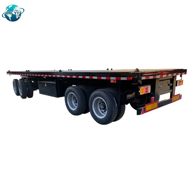New platform trailer 4 axle dolly connection Flatbed truck trailer 40ft flat bed deck semi trailer for sale