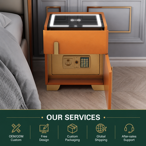 Table <span class=keywords><strong>de</strong></span> chevet intelligente personnalisée <span class=keywords><strong>avec</strong></span> coffre-fort dissimulé, chargeur sans fil, ports USB, LED 3 couleurs, vente en gros fabricant - Product Image 5