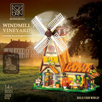 Ensemble de blocs de construction Vignoble Moulin à vent français en ABS, jouet éducatif DIY pour enfants, pour la création d'architecture et de construction