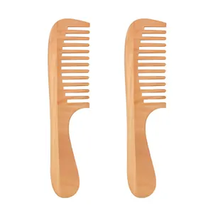 New Arrival Detangling Wide Tooth Comb Pear Wood Comb Long Handle Comb Natural