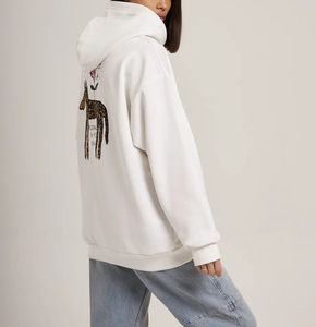 Vendita calda <span class=keywords><strong>felpa</strong></span> da donna con cappuccio bianco Coyote e stampa grafica floreale <span class=keywords><strong>felpa</strong></span> Casual Streetwear con tasca a canguro - Product Image 2