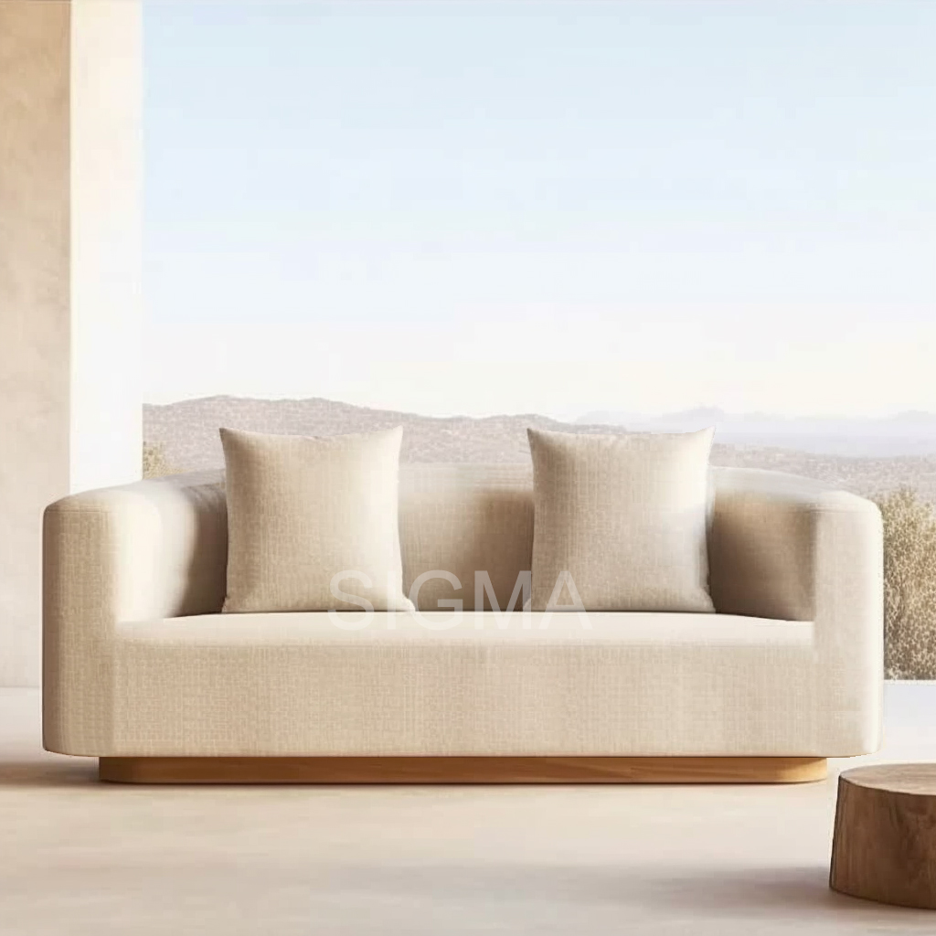 Water-resistant Outdoor Restaurant Furniture Garden Wooden Frame Patio Sofa Set Teak Wood Upholstery Sofa