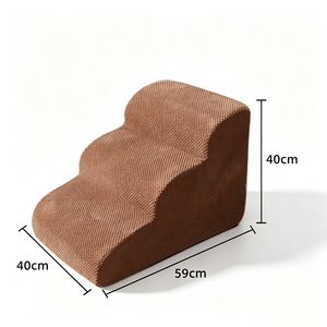 Escalier pour animaux de compagnie à 3 marches en mousse souple, rampe antidérapante, mobilier d'intérieur beige 40x71x46cm pour chats et chiens - Product Image 5