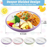 Assiettes en porcelaine antidérapantes pour enfants avec manchons en silicone, assiette à dîner en céramique divisée enveloppée de silicone avec ventouse pour tout-petits