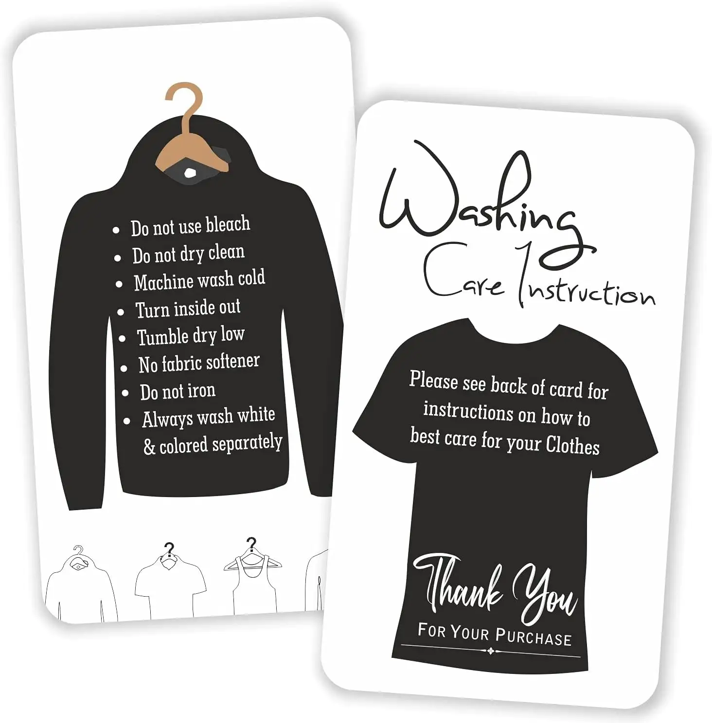 Thẻ hướng dẫn giặt áo thun có thể ghi Thẻ hướng dẫn chăm sóc làm sạch áo sơ mi khách hàng cảm ơn bạn đã hỗ trợ doanh nghiệp nhỏ