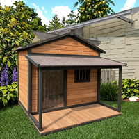 SHUNDA SDD026 Beliebtes Luxus-Hundebett mit Druck – Robustes, Nachhaltiges Outdoor-Hundezwinger aus Holz für Hunde – Freizeit-Hundehütte