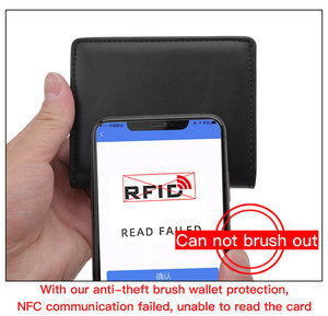 Pop Up Aluminio Rfid Bloqueo Delgado Metal Cuero genuino Smart Pu Cuero <span class=keywords><strong>Crédito</strong></span> para hombres Cartera Linda Titular de la tarjeta de identificación - Product Image 5