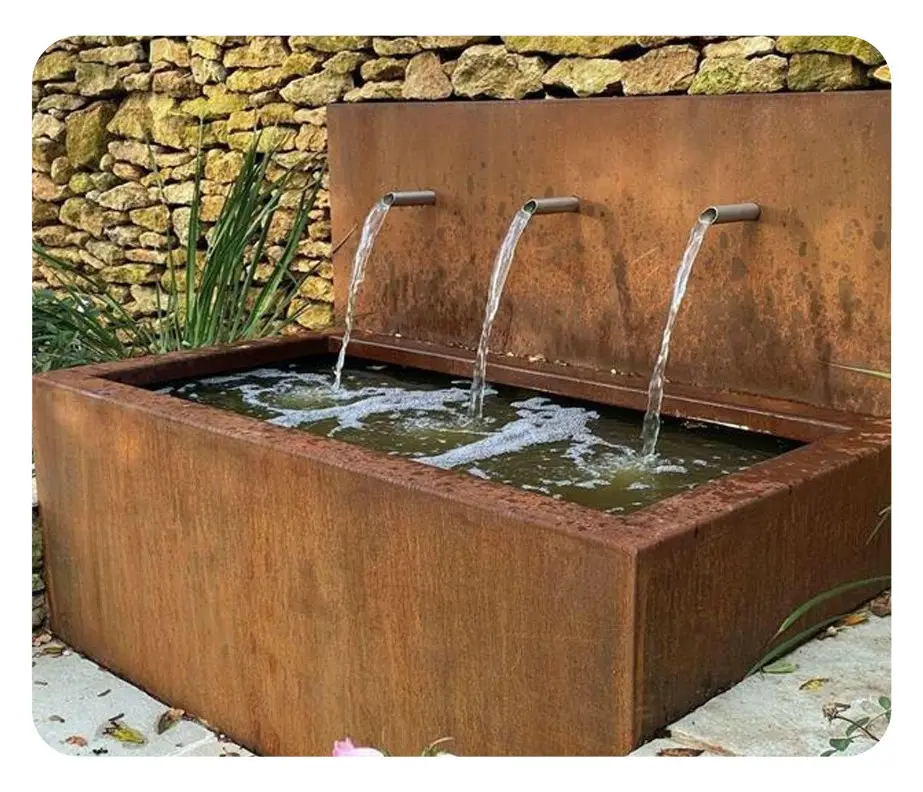 Fontaine d'eau de piscine jardin fontaines d'eau en acier corten fontaine d'eau extérieure décoration de jardin