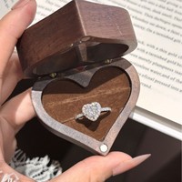 Bague Cœur Ajoure en Argent Sterling 925 avec Moissanite, Bague de Fiançailles Solitaire