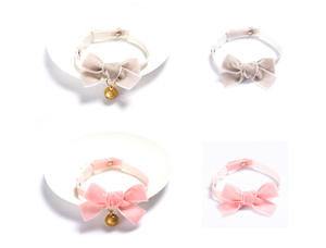 도매 조절 애완 동물 고양이 목걸이 벨 분리형 Bowtie 귀여운 안전 버클 단색 벨벳 고양이 Bowtie - Product Image 6