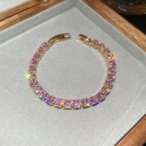 Pulsera <span class=keywords><strong>de</strong></span> tenis <span class=keywords><strong>de</strong></span> moda con incrustaciones <span class=keywords><strong>de</strong></span> circonitas <span class=keywords><strong>de</strong></span> 7 mm, chapada en oro <span class=keywords><strong>de</strong></span> 18 quilates sobre cobre |   Cadena <span class=keywords><strong>de</strong></span> Zirconia Rosa Gruesa Estilo Hip Hop para <span class=keywords><strong>Mujer</strong></span> y Hombre, Regalo - Product Image 6