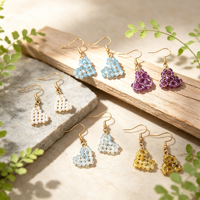 Boucles d'oreilles pendantes bohèmes en pierre naturelle tissées à la main, perles de Suglite Grenat, boucles d'oreilles pendantes en cristal de guérison, boucles d'oreilles statement en forme de cœur