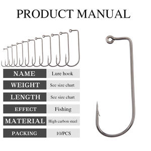 Crochet de pêche en mer à long manche avec trou de tube poisson-chat barbelé leurre de daurade noire pour carpe enfermé dans un sac scellé - Product Image 3