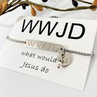 Pulseras Cristianas Religiosas Personalizadas con la Frase WWJD (¿Qué Haría Jesús?), Joyería de Acero Inoxidable 316 para Mujer, Venta al Por Mayor 2024