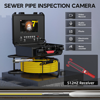 Caméra d'inspection de canalisations 7 pouces IPS 1080P avec câble en fibre de verre de 20 m 5 mm, localisateur 512 Hz, compteur de mètres et fonction d'auto-nivellement pour drain
