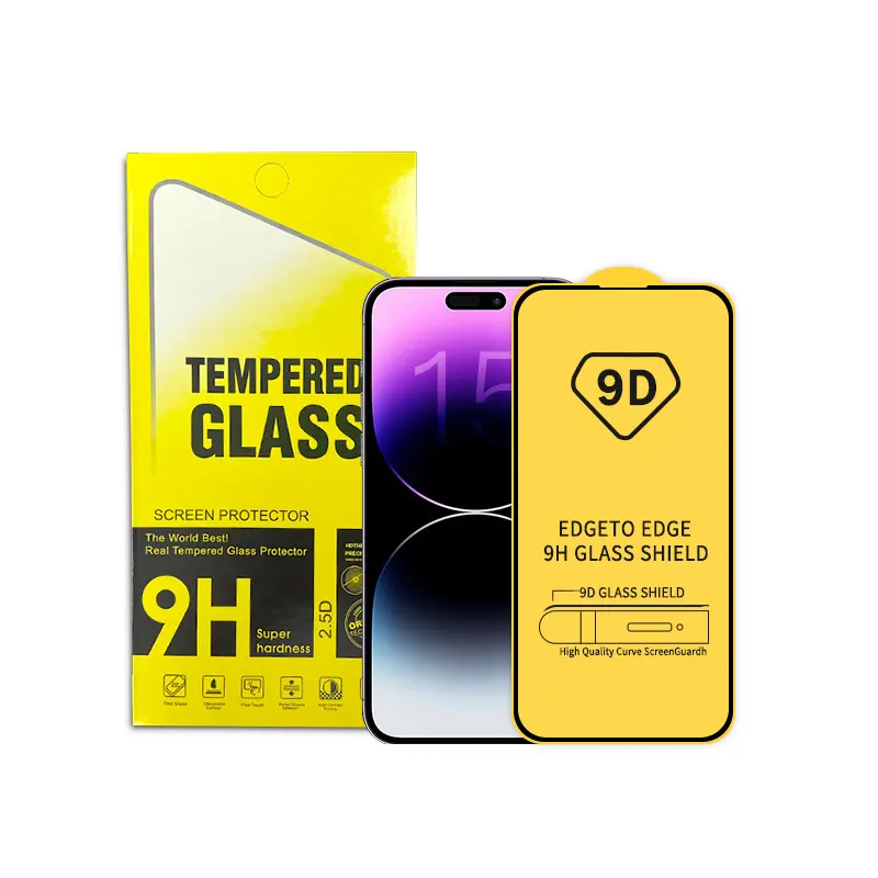 Hochwertige OEM/ODM-Displays chutz folie aus gehärtetem Glas für iPhone 15 Seiden druck kratz fest