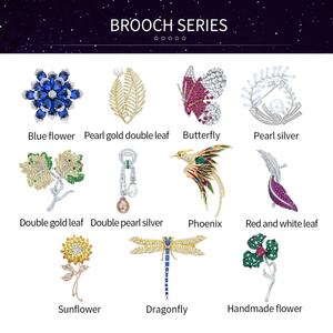 Nouveauté, bijoux fins tendance, broche en argent 925, élégante, motif d'ailes de plante, papillon, animal, fleur, avec pierres CZ - Product Image 6