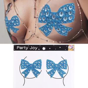 Bow Shape Sparkle and Shine Sensual Adhesivo Nipple Covers Sexy Nipple Pasties Dance para <span class=keywords><strong>mujeres</strong></span> - Product Image 5