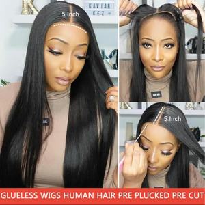 Perruques sans colle en cheveux humains, dentelle HD frontale, cheveux indiens bruts, prêtes à porter, cuticules alignées, dentelle HD frontale en cheveux humains - Product Image 4