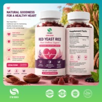 Gummies véganes de levure de riz rouge OEM 1200mg 2% Monacoline K Soutien cardiaque et cholestérol Sans gluten Sans OGM 60 Gummies Marque privée