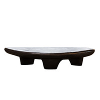 Table basse ovale irrégulière noire de style Wabi-Sabi du milieu du siècle, design rétro minimaliste pour salon
