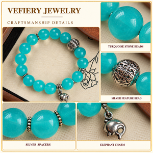 Bracelet extensible en amazonite bleue naturelle, perles rondes, avec breloque décorative, pour femmes, fournisseur en gros de bijoux - Product Image 3